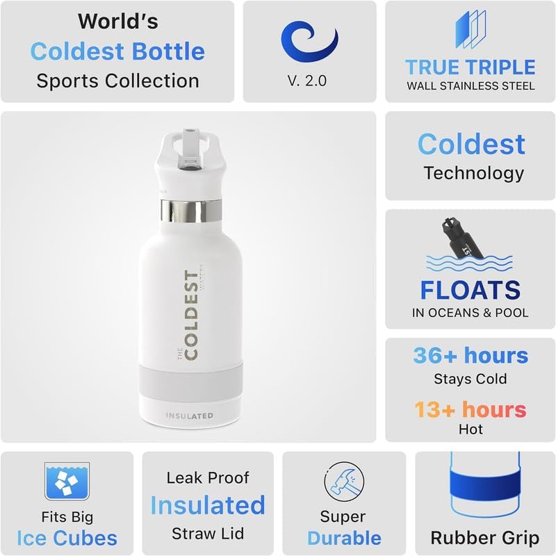 Coldest Insulated Water Bottle with Straw Lid - Stainless Steel Metal Insulated Bottle for Men & Women (Solar Yellow, 32 oz)