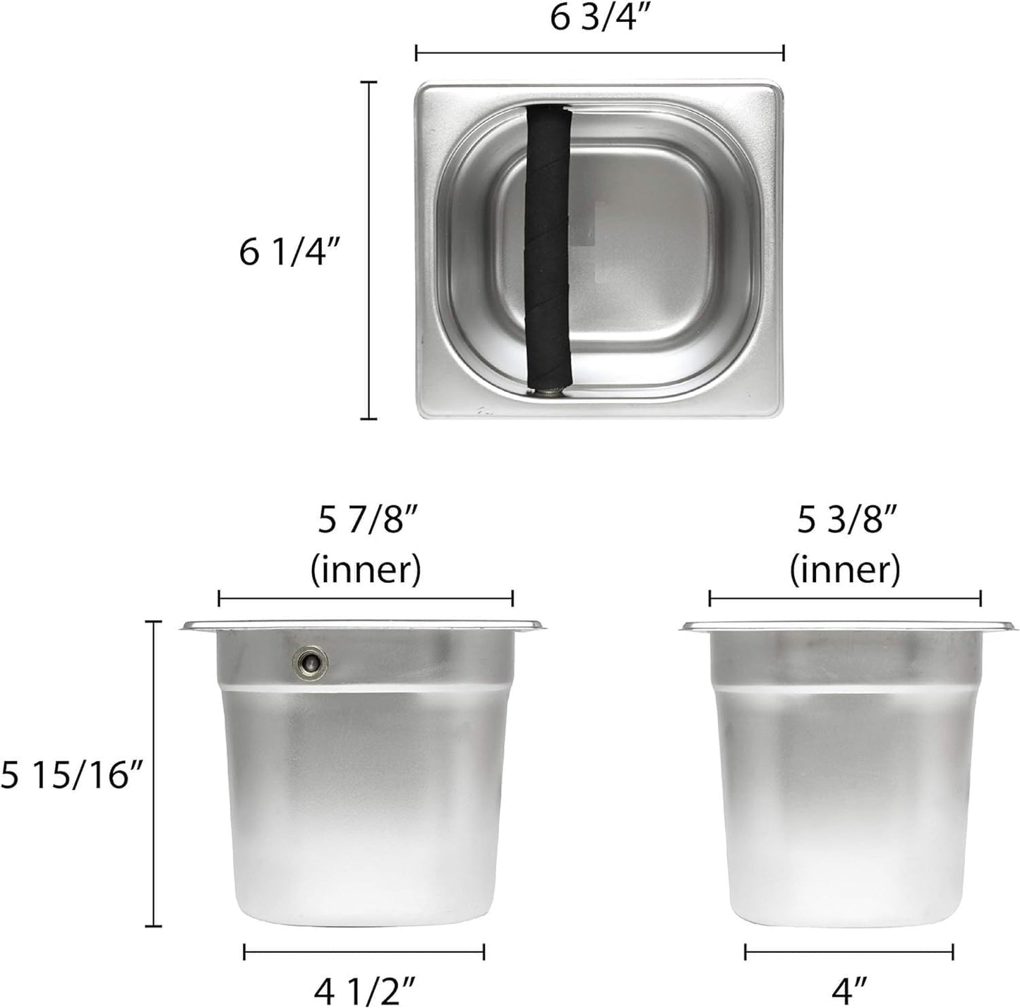 TrueCraftware- 6” Deep Commercial Grade Stainless Steel Coffee Knock Box with Rubber Knock Bar 0.6mm Thickness- Durable Barista Espresso Knock Box Perfect for Restaurant Cafes Home
