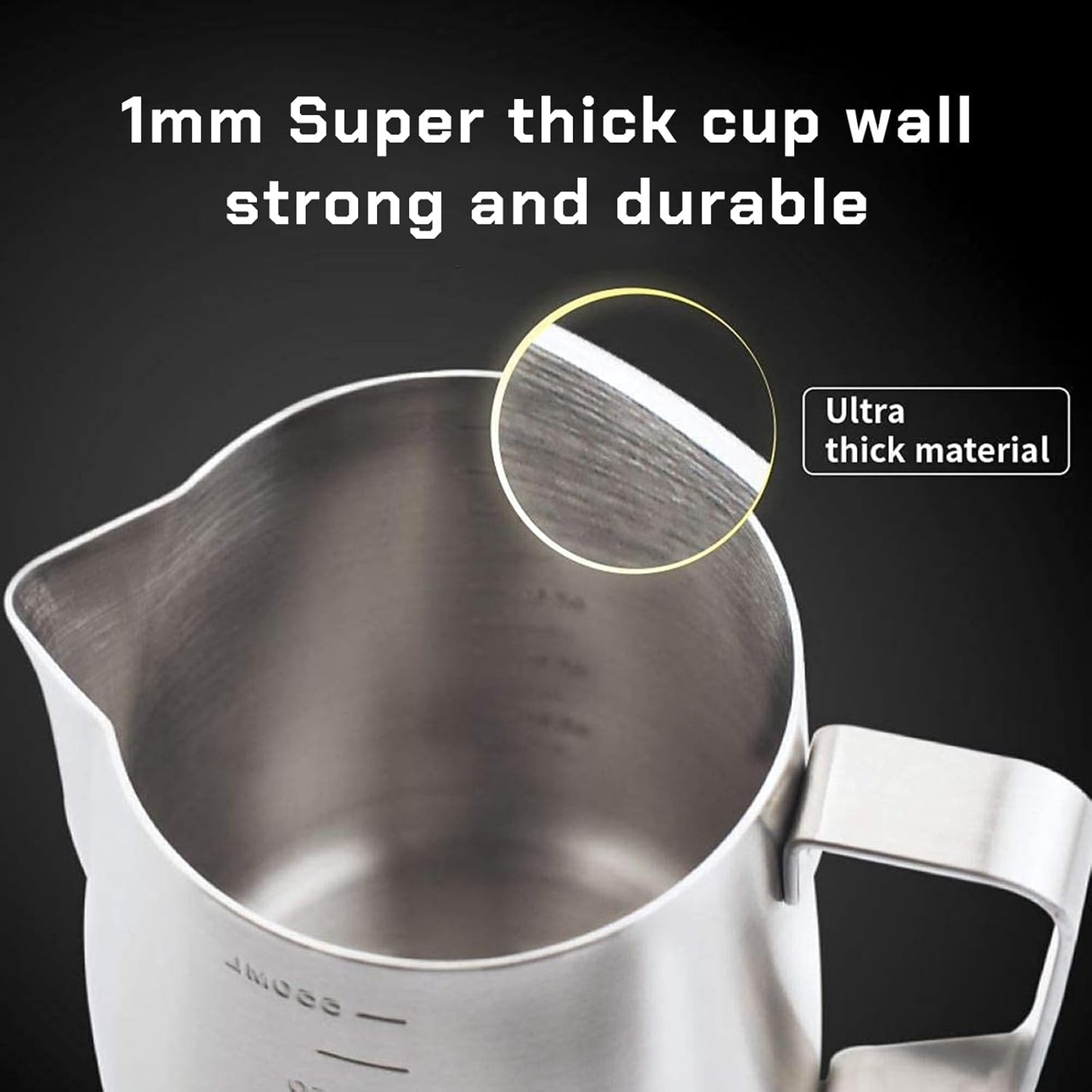 Milk Frothing Pitcher Steaming Pitchers Stainless Steel Milk/Coffee/Latte/Cappuccino Steam Pitchers Milk Jug Cup (600ml/20oz Set)