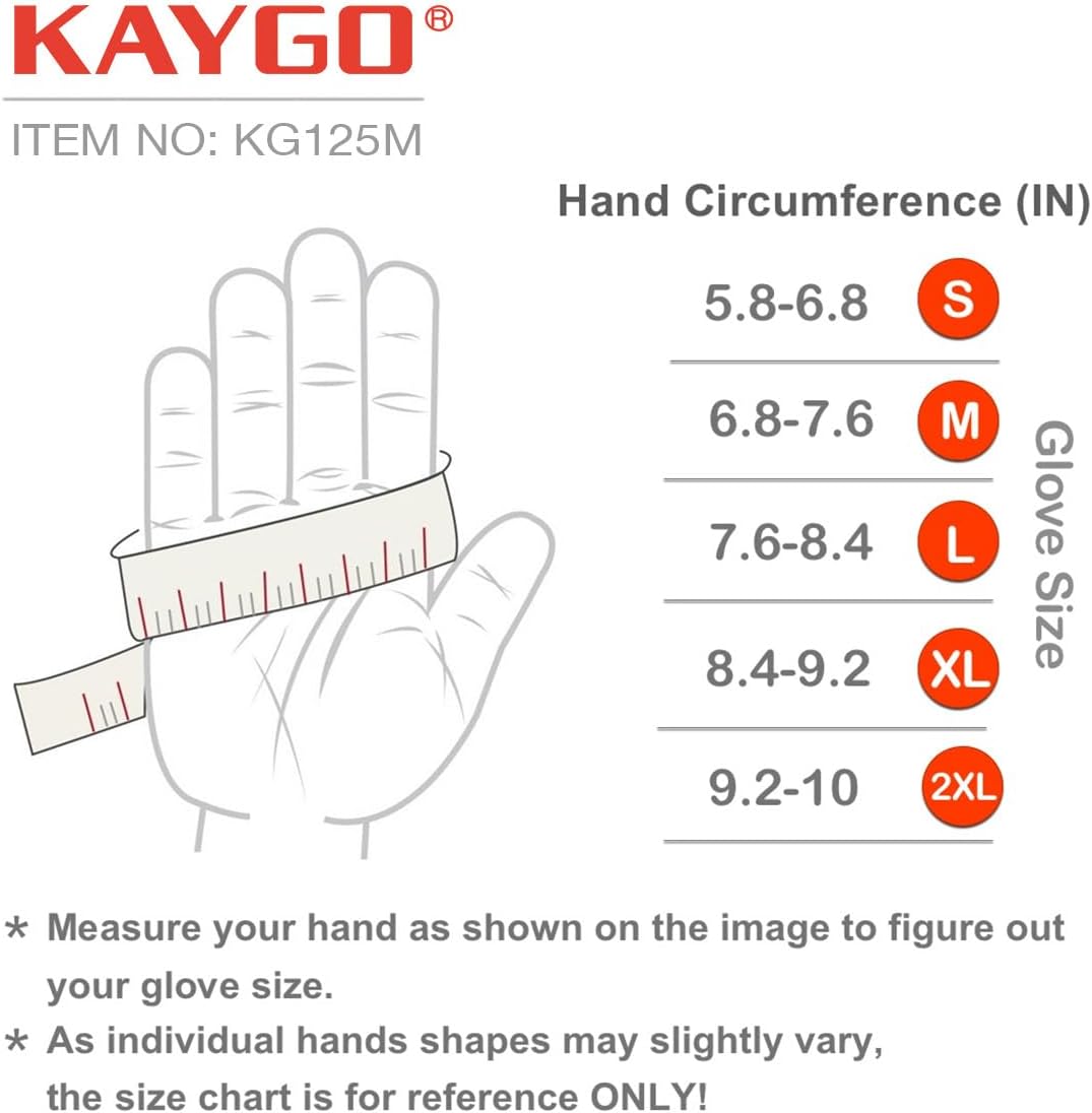 KAYGO Work Gloves For Men, KG125M Mechanic Utility Work Gloves for All Purpose, Excellent Grip, Heavy Duty, Improved Dexterity, Touch Screen,Black, L