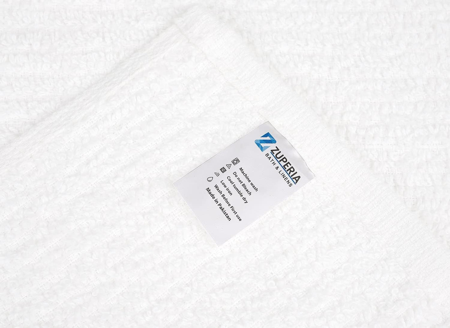ZUPERIA Bar Mop Kitchen Towels - Pack of 12 (16"x19”) 100% Ring Spun Cotton - Dish Washcloths For Superb Cleaning and Less Lint - Highly Absorbent Dish Cloths and Dish Towels For Everyday use (White)