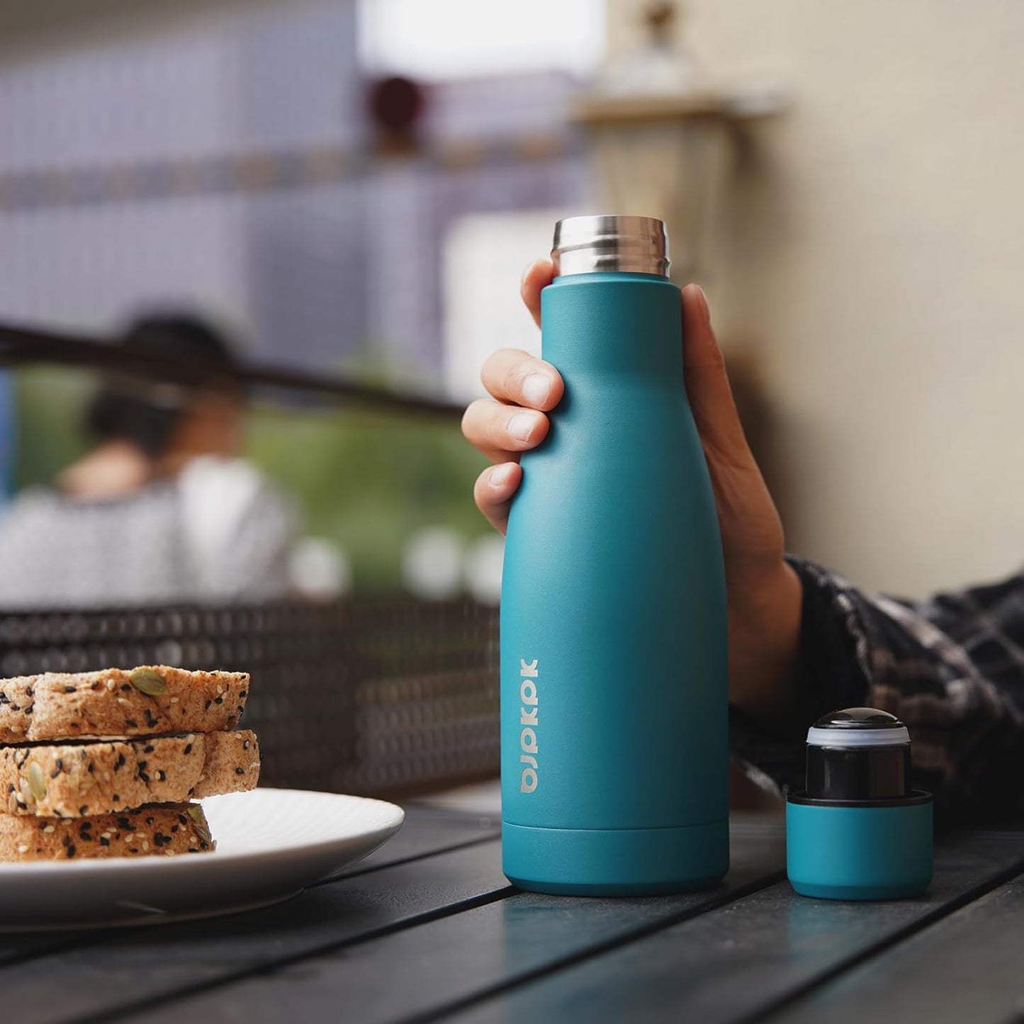 BJPKPK 12oz Water Bottles Stainless Steel Double Wall Vacuum Insulated Small Water Bottles for Travel,Sea Blue