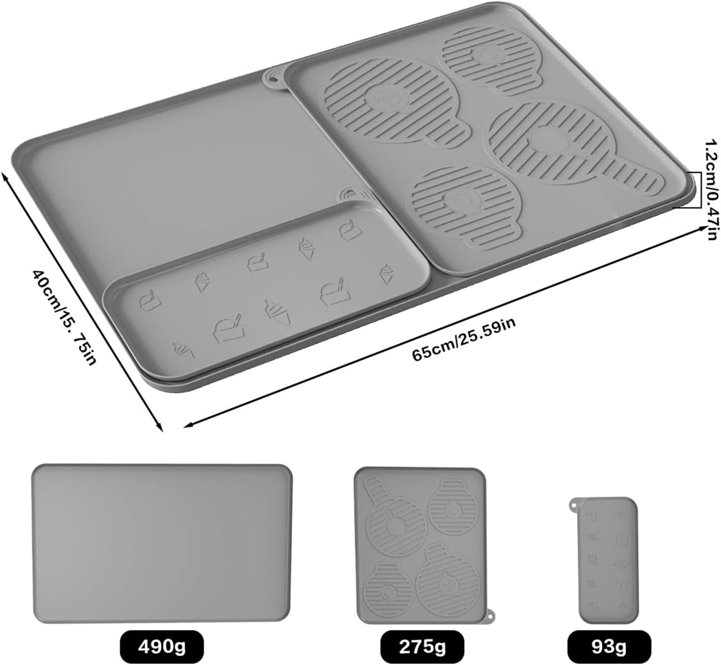 Silicone Coffee Mat 25"x16'' Large Coffee Bar Mat for Counter Station Accessories, Bar Mat with Detachable Dish Drying Mat - Fits Under Coffee Maker, Ice Cream Maker & Dish Rack, 3 IN 1