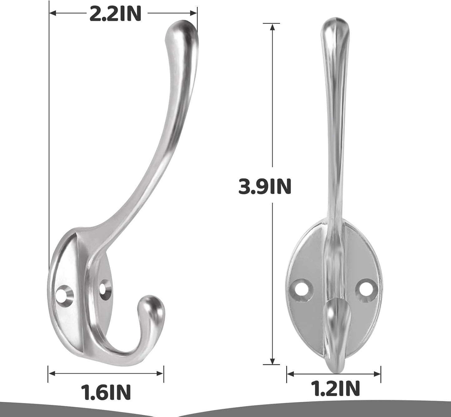 Wall Hooks for Hanging, 20-Pcs Heavy Duty Metal Coat Hooks, for Living Room, Bathroom, Kitchen, Bedroom for Coats Towel, Hat, Key, Closet, Bag (Silver)