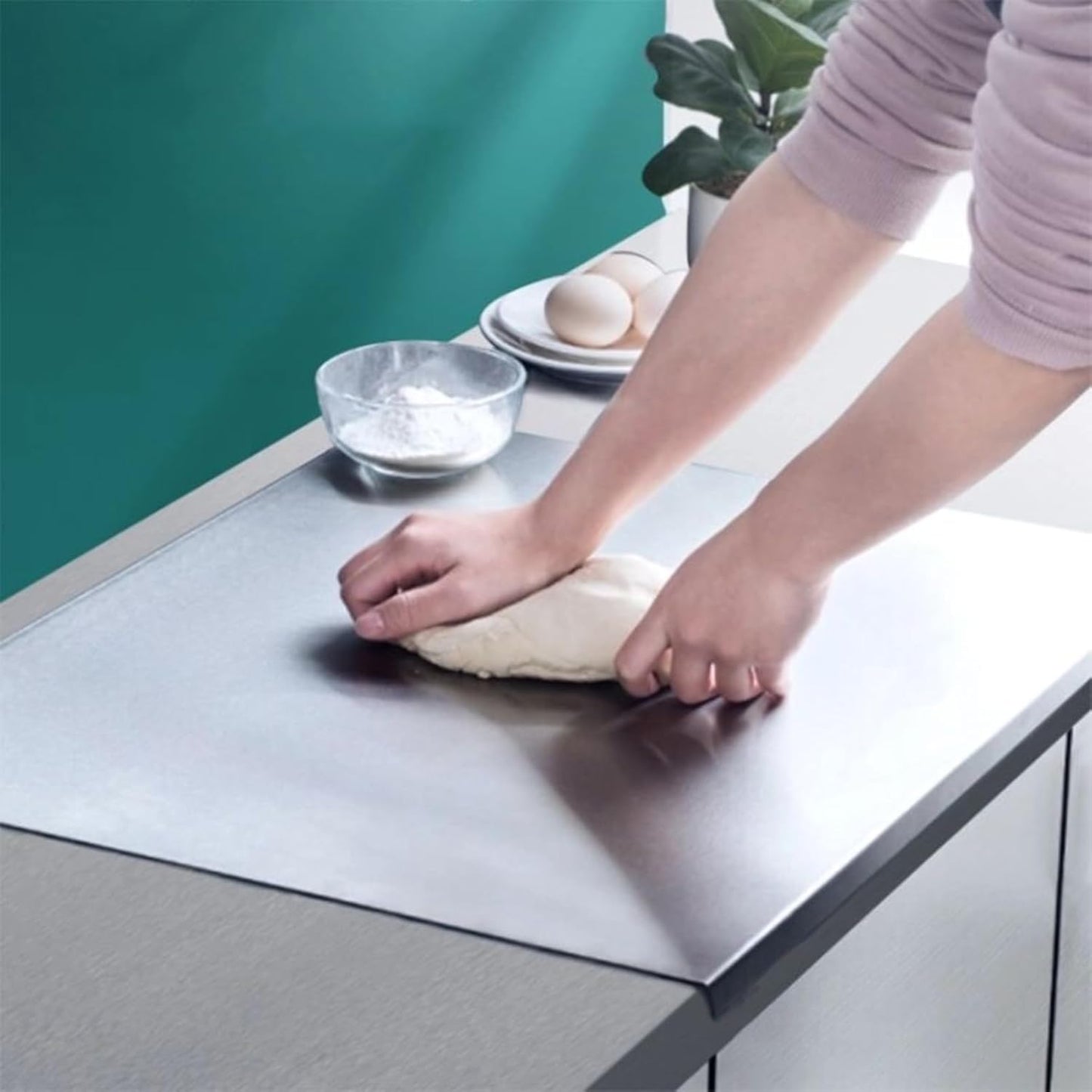 Stainless Steel Cutting Boards for Kitchen,Baking Board,Pastry Board,kneading Panel - Suitable for Cutting Vegetables, Fruits, Meat,bread - Easy To Clean and Store (50x40cm/19.6x15.7in)