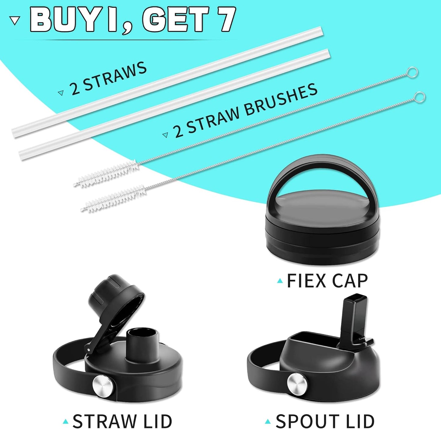 HYDROWION Insulated Water Bottle, 32oz Water Bottle with Straw Lid, Double Walled Leak Proof 32oz Vacuum Bottle (Cold for 48 Hrs,Hot for 24 Hrs) Fit in Any Car Cupholder, White&Black