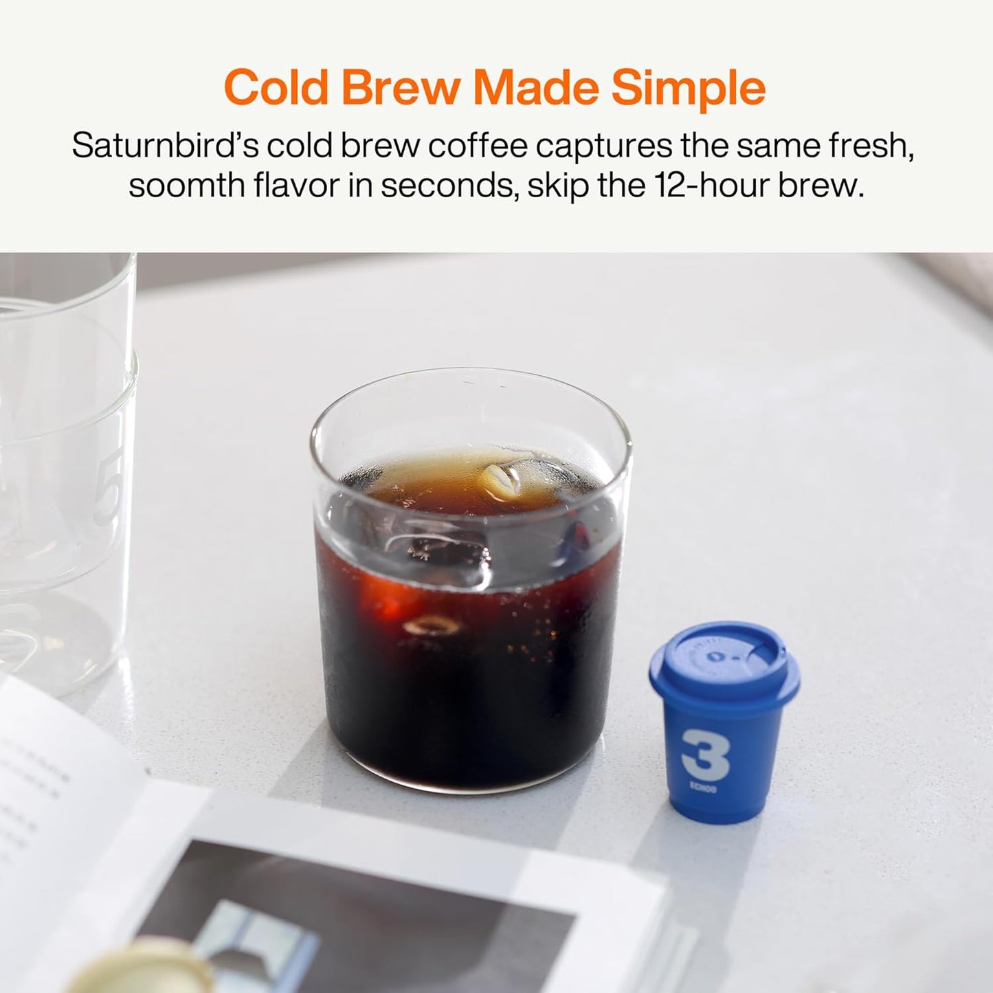 SATURNBIRD Coffee Instant Cold Brew, Light Roast, Bright & Fruity Blend of 100% Specialty Arabica, Enjoy Hot or Cold, Freeze Dried Iced Coffee, 24 Single Servings for Home, Travel, Office (NO.1)