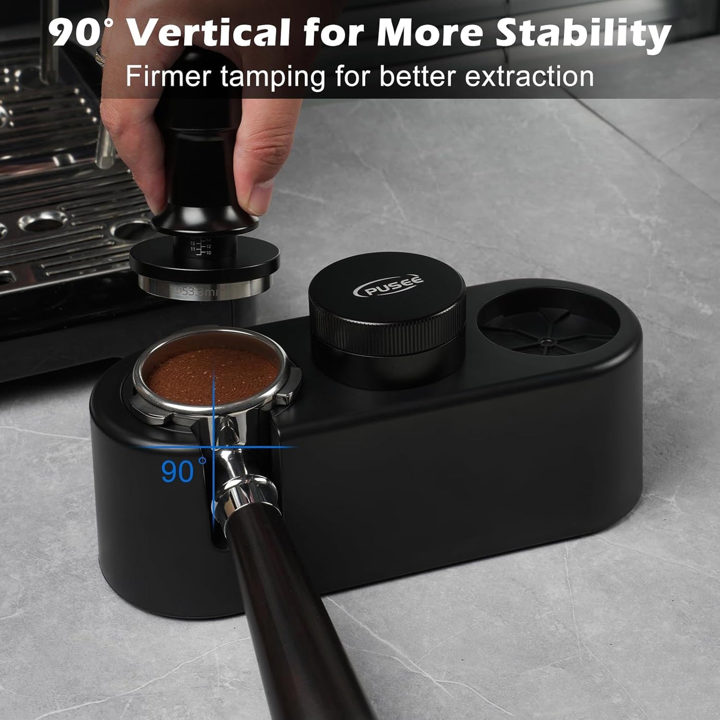 PUSEE Espresso Tamping Station, Espresso Organizer Station Fit for 51/54/58mm Espresso Accessories, Plastic Espresso Station Coffee Tamper Station, Multifunctional Coffee Tools Organzier (3 in 1)