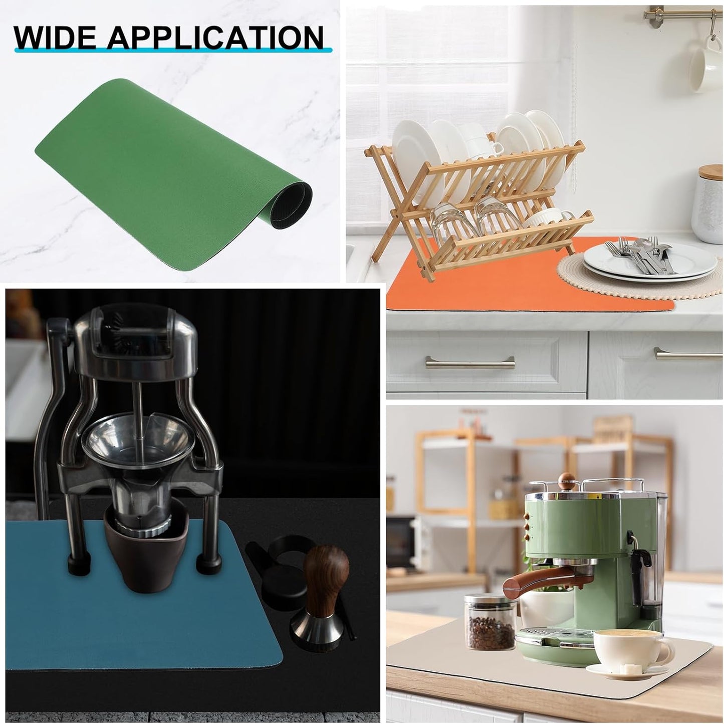 uxcell Silicone Mats for Kitchen Counter, 23.6" x 15.7" Non-Slip Countertop Protector Mat Heat Resistant Coffee Mat Waterproof Table Placemat, Dark Green