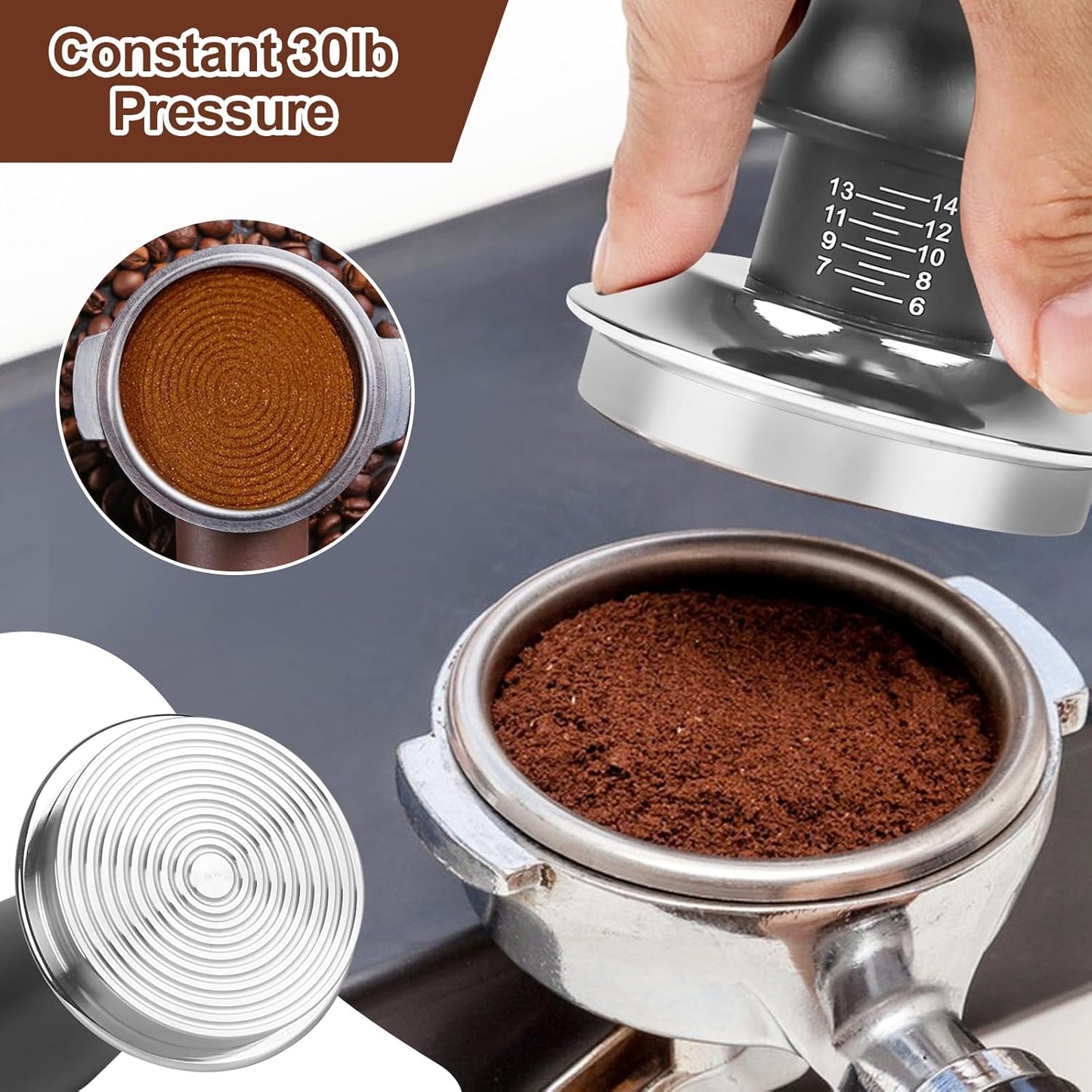 51mm Espresso Tamper Kit - Dual-Spring Calibrated Coffee Tamper, 8-Needle WDT Tool Espresso Distribution Tool, Magnetic Aluminum Dosing Funnel, Reusable Puck Screen, Fit for 51mm Portafilters