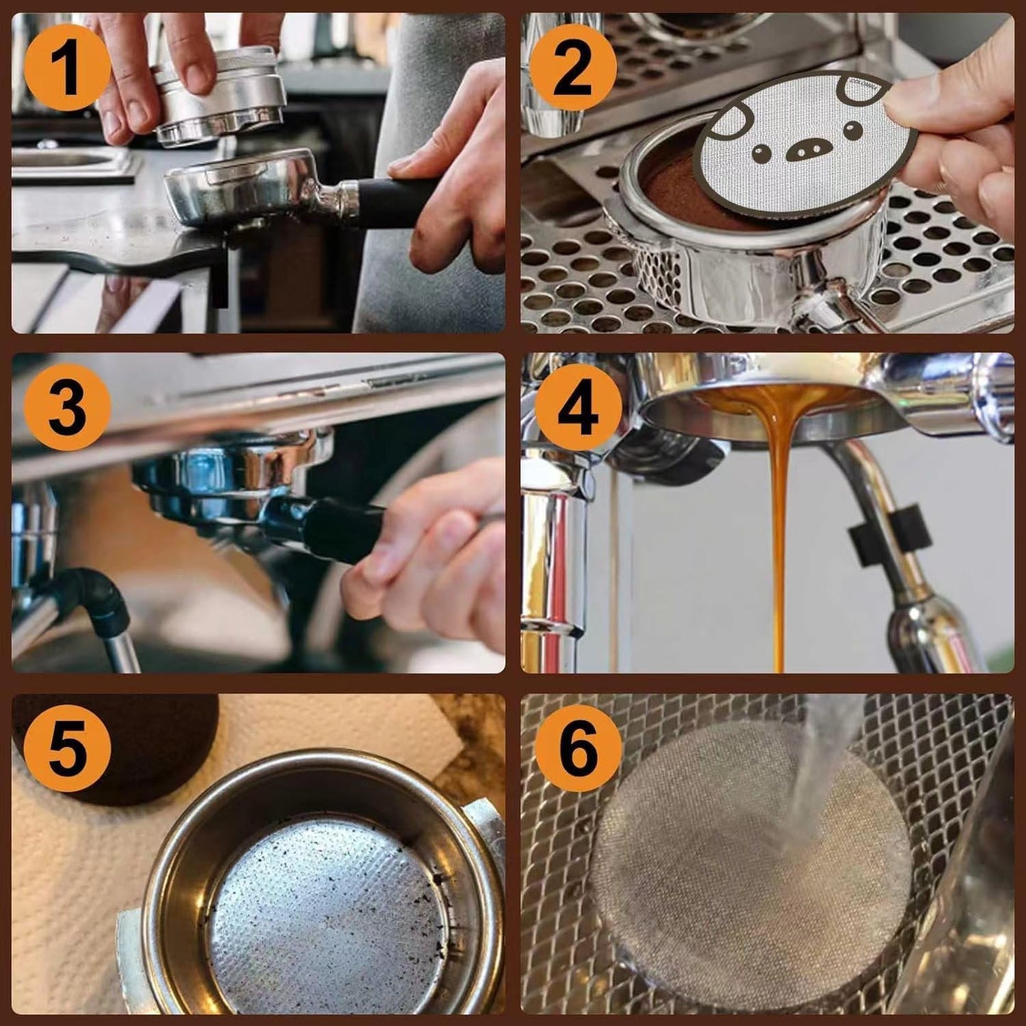 53.5mm Espresso Puck Screen 3-Pack, Lower Shower Screen, Metal Coffee Reusable Filter for 54mm Espresso Portafilter Basket, 1.7 Thickness(Cute Animal)