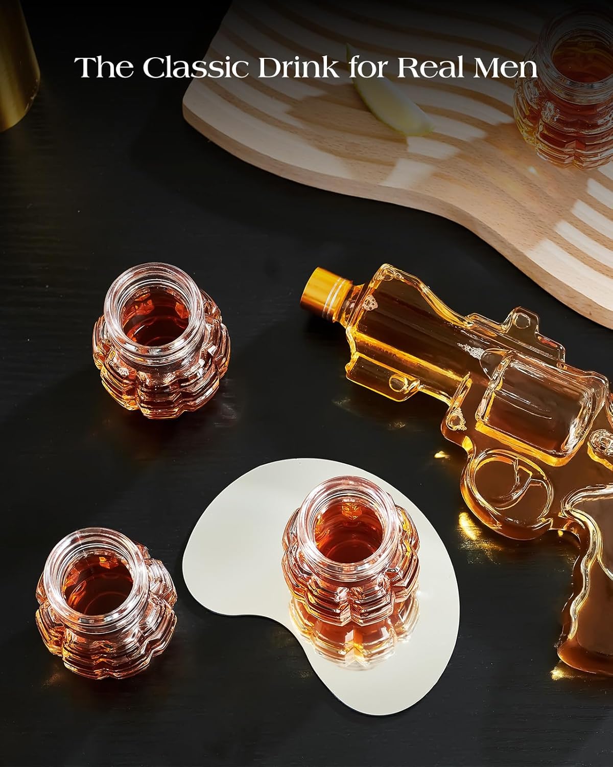 Kollea Grenade Shaped Shot Glass Set, Funny Shot Cups with Heavy Base for Whiskey, Tequila, Vodka, Liquor, 21st Birthday Gifts for Men Dad, Military Men Cave Decor, 3.7 Oz Bartender Accessories, 4 Pcs