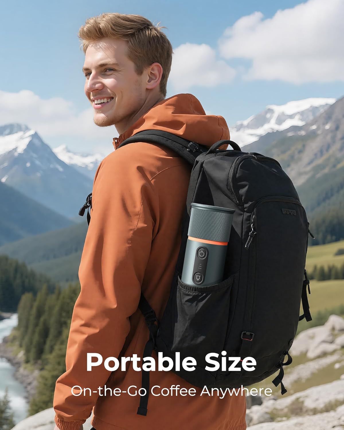 Portable Espresso Maker 20 Bar Self‑Heating & Auto-off | 13500 mAh Battery Brews 8 Shots | 12 V Mini Coffee Machine Compatible with Nespresso Original Pods | Car/Travel/Camping