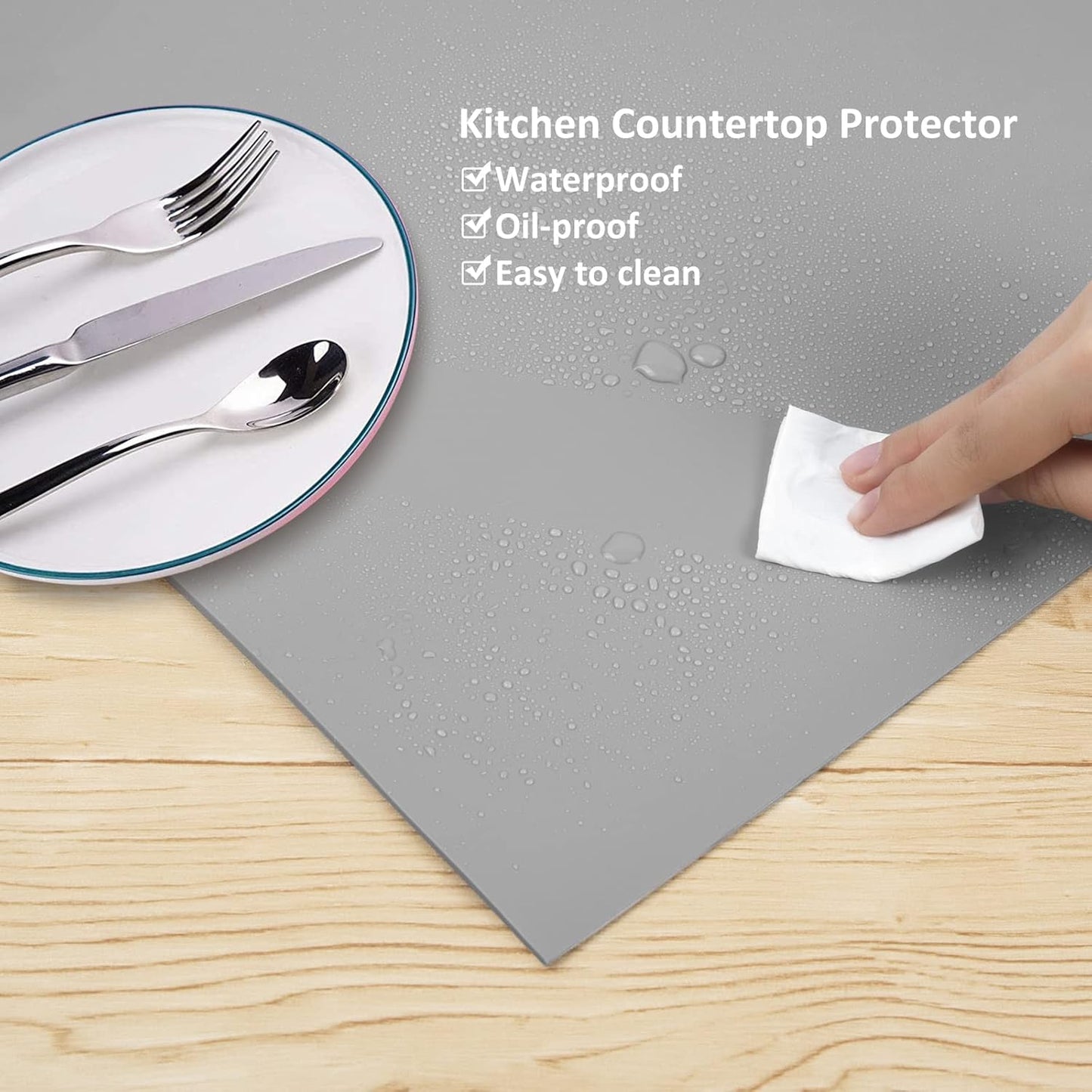 Silicone Mat Heat Resistant Mats for Countertop, Multipurpose Large Silicone Mats for Crafts Kitchen Workbench Size 36x24 inches Thick 2mm,Rolled Package,Grey
