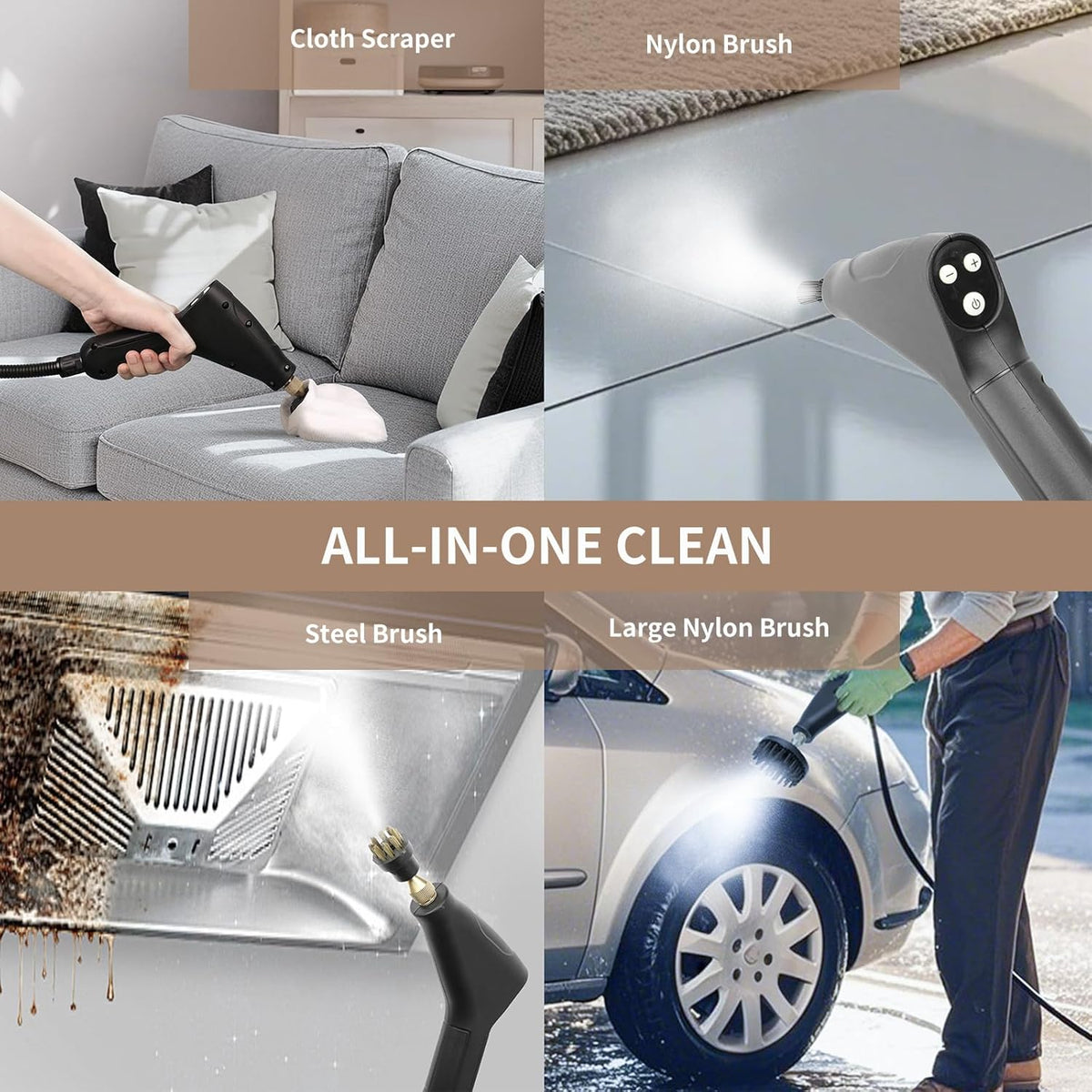 Kuvictewl Handheld Steam Cleaner for Home & Car, Multi-Steam Settings with 15s Fast Heat-Up, 250°F Deep Cleaning for Kitchen/Bathroom/Floors (Model-2025)