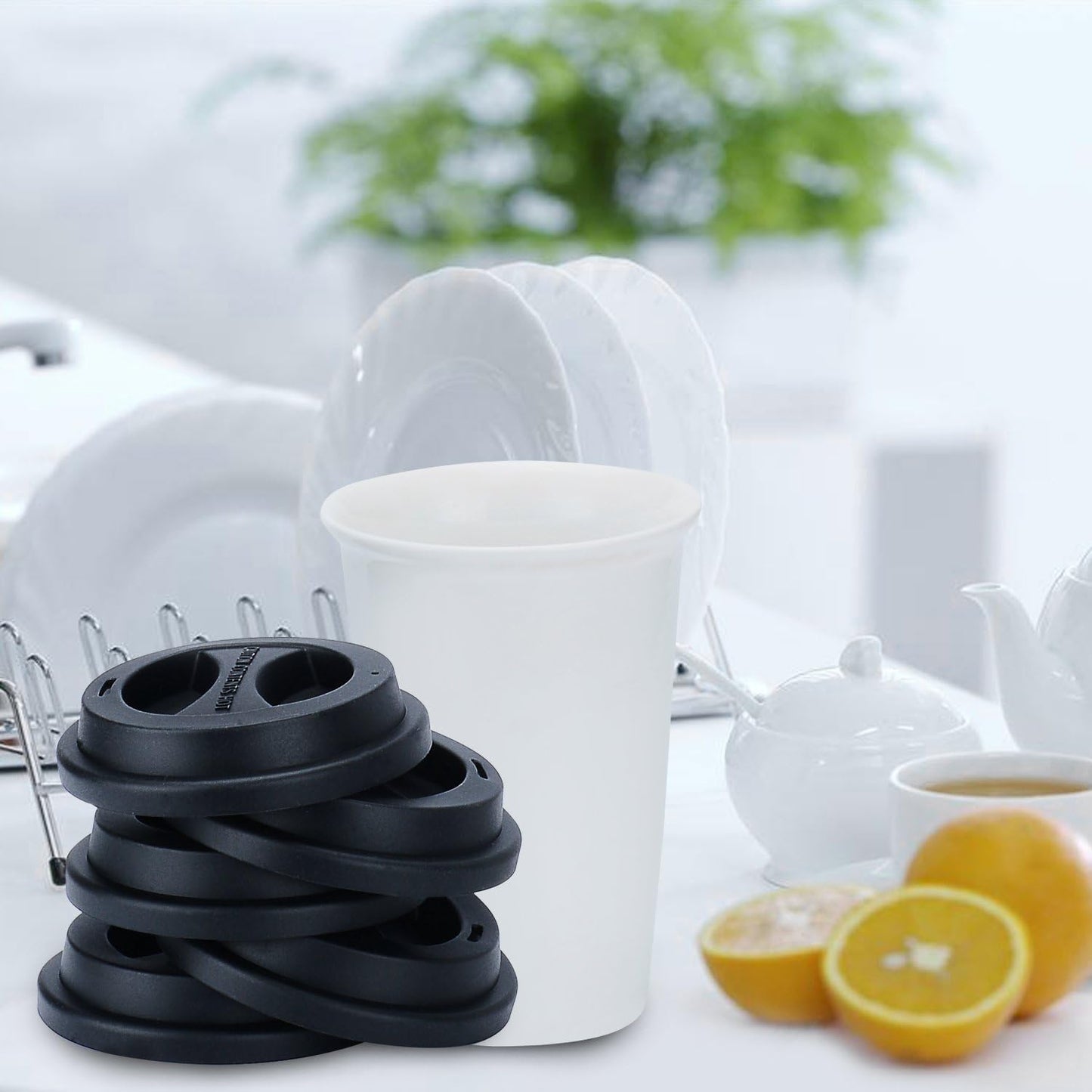 Coffee Mug Lid(3.15"Inner Diameter,3.43"Outer Diameter), KSENDALO Thick Eco Reusable Silicone Travel Mug Lids, Silicone Cup Cover, black(1pc)