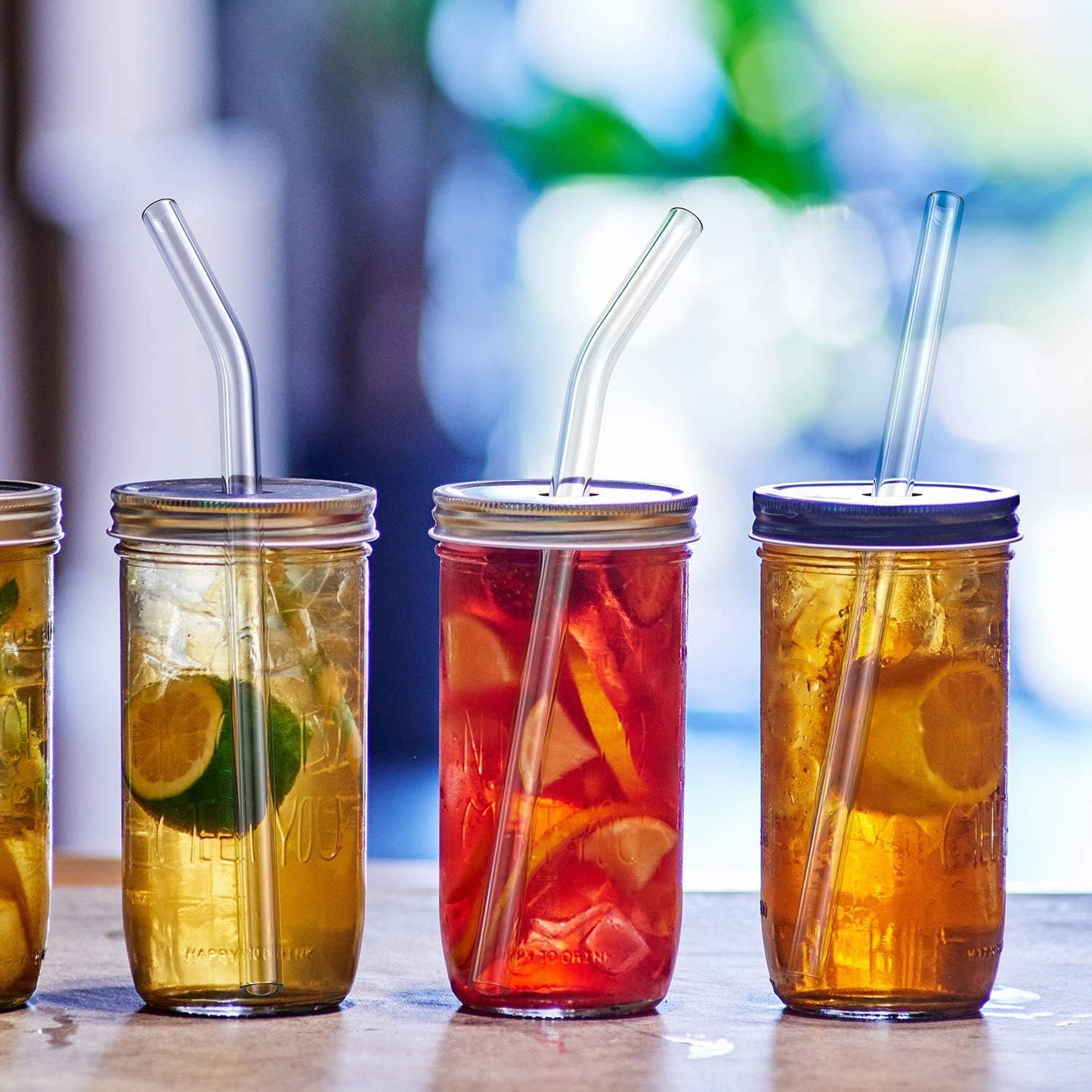 10-Pack Reusable Glass Straw,Size 8.5''x10 MM,Including 5 Straight and 5 Bent with 2 Cleaning Brush- Perfect For Smoothies, Tea, Juice