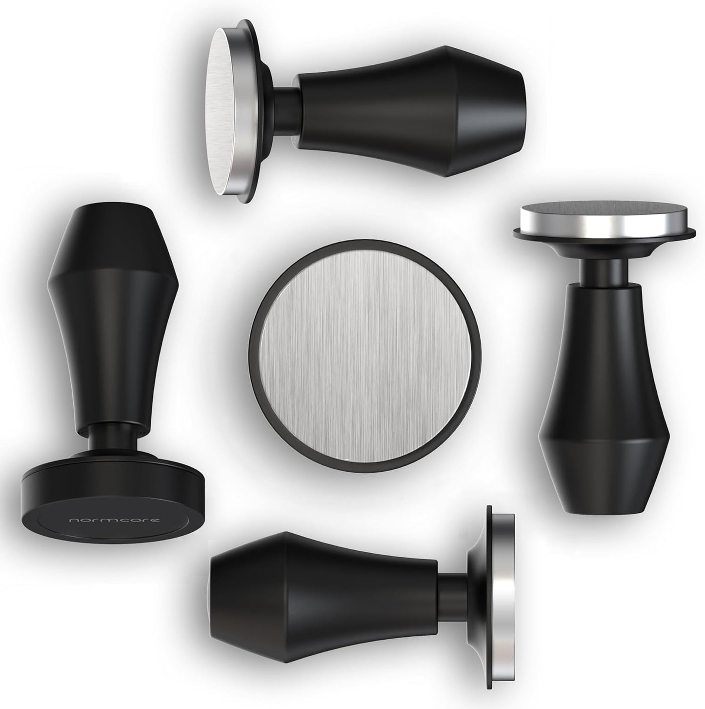 Normcore Coffee Tamper 57mm, Spring-loaded Tamper V4, Barista Espresso Tamper Flat Base with 15lb / 25lb / 30lbs Springs, Anodized Aluminum Handle and Stand, Fits Ascaso Lelit 57mm portafilters