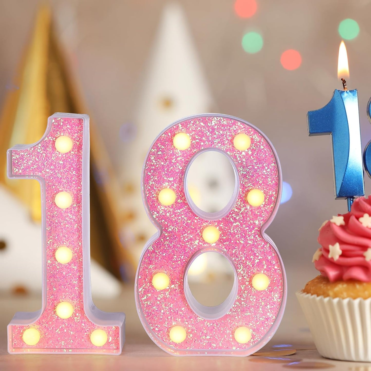 Foaky Pink Light up Letters,Pink Party Decorations,Girls Room Decor,Glitter Marquee Numbers,Alphabet Letter Sign for Night Light Birthday Party Girls Gifts, Home Bar Decoration (2)