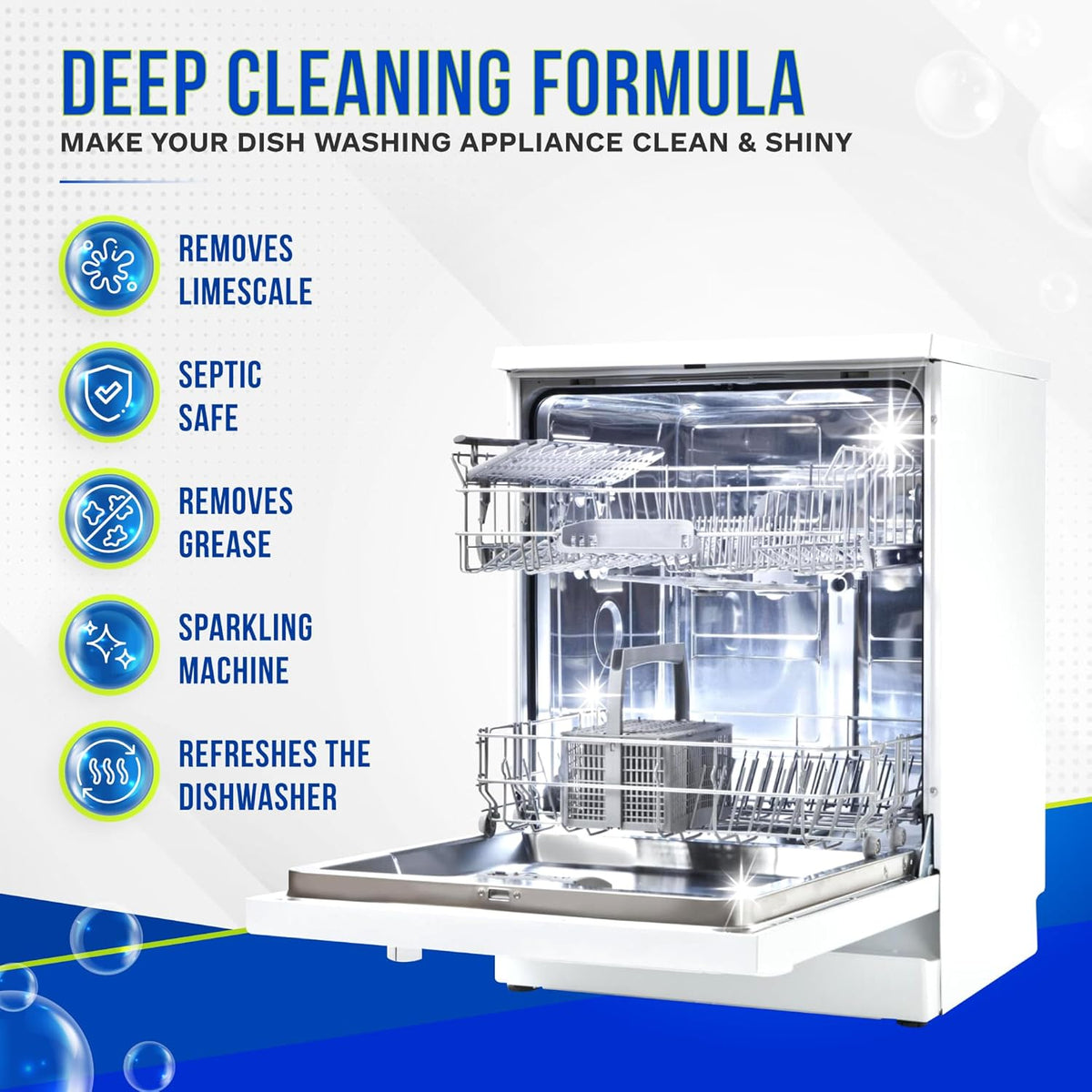 Dishwasher Cleaner and Deodorizer Tablets 26-Pack, Deep Cleaning Descaler for Dishwasher Machine, Heavy Duty, Septic Safe, Removes Grease & Build-ups, 1 Year of Cleaning Supplies (Unscented)