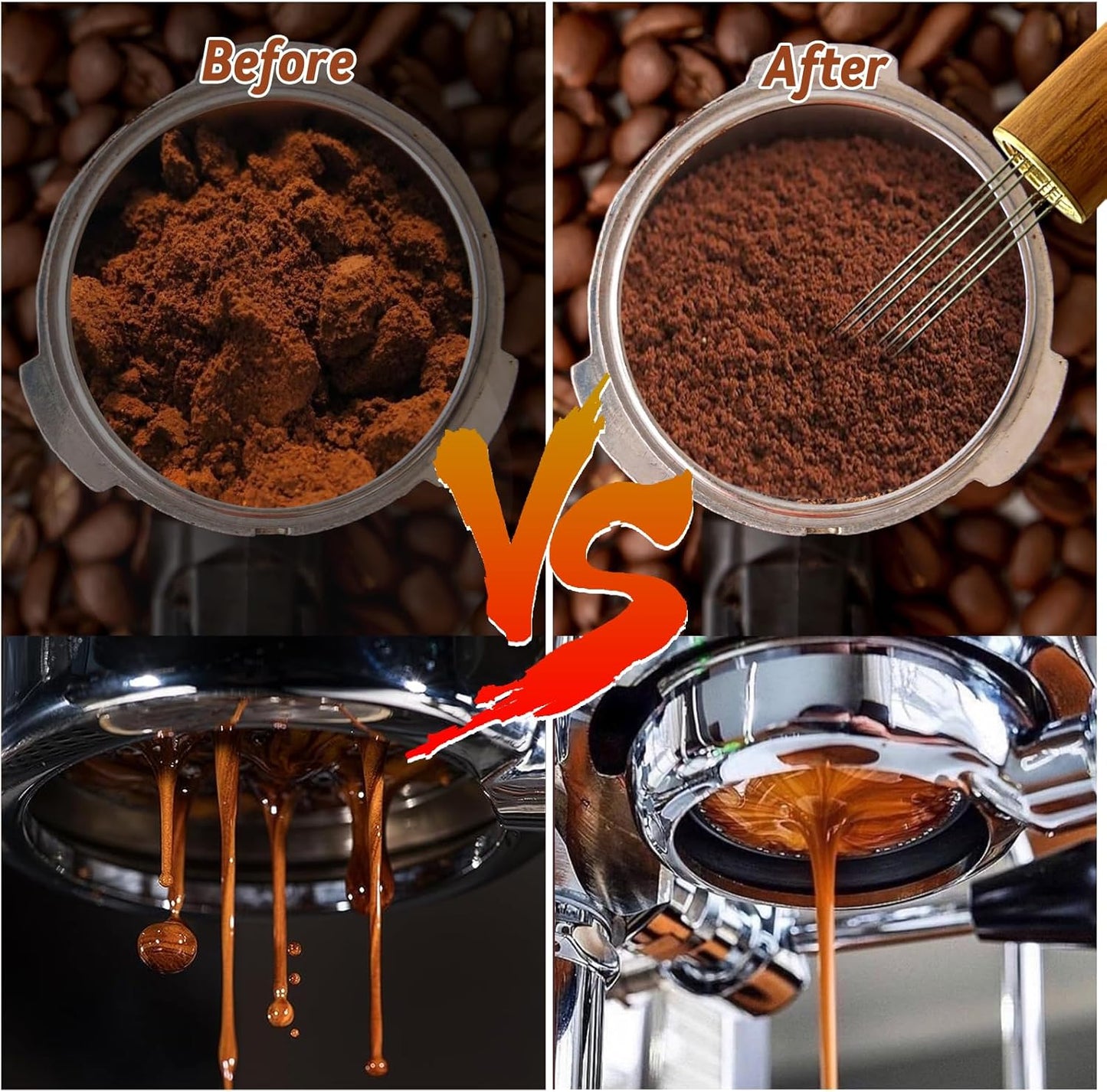 Yeelan Espresso Tamper 51mm with WDT Tool,Calibrated Spring Loaded Coffee Tamper with Silicone Mat,100% Flat Stainless Steel Base Espresso Tools - Tamper for Espresso Machine,Espresso Accessories