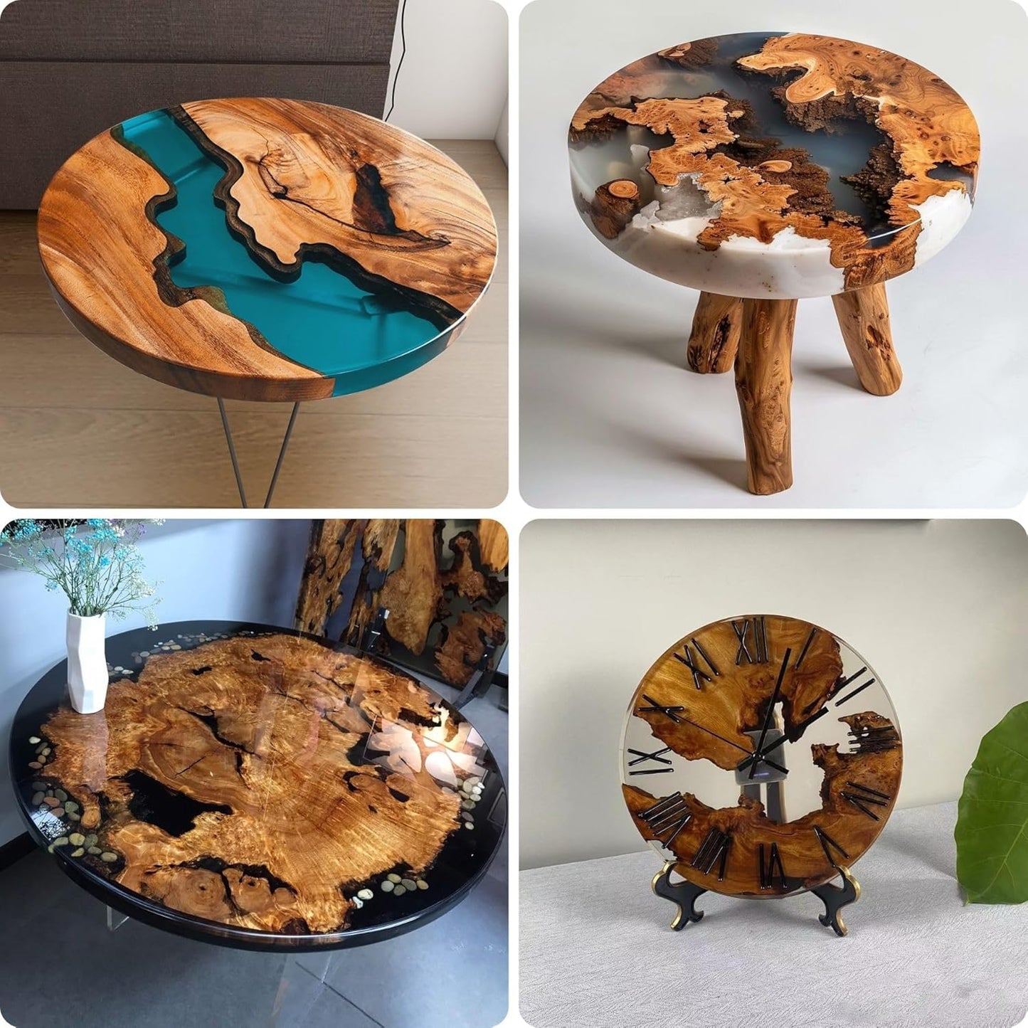 Resin Mold Large Round Deep -Kalinta 16inch Reusable Epoxy Round Molds for Resin Clock, Serving Tray Board, End Table,Floral Preservation Bouquet