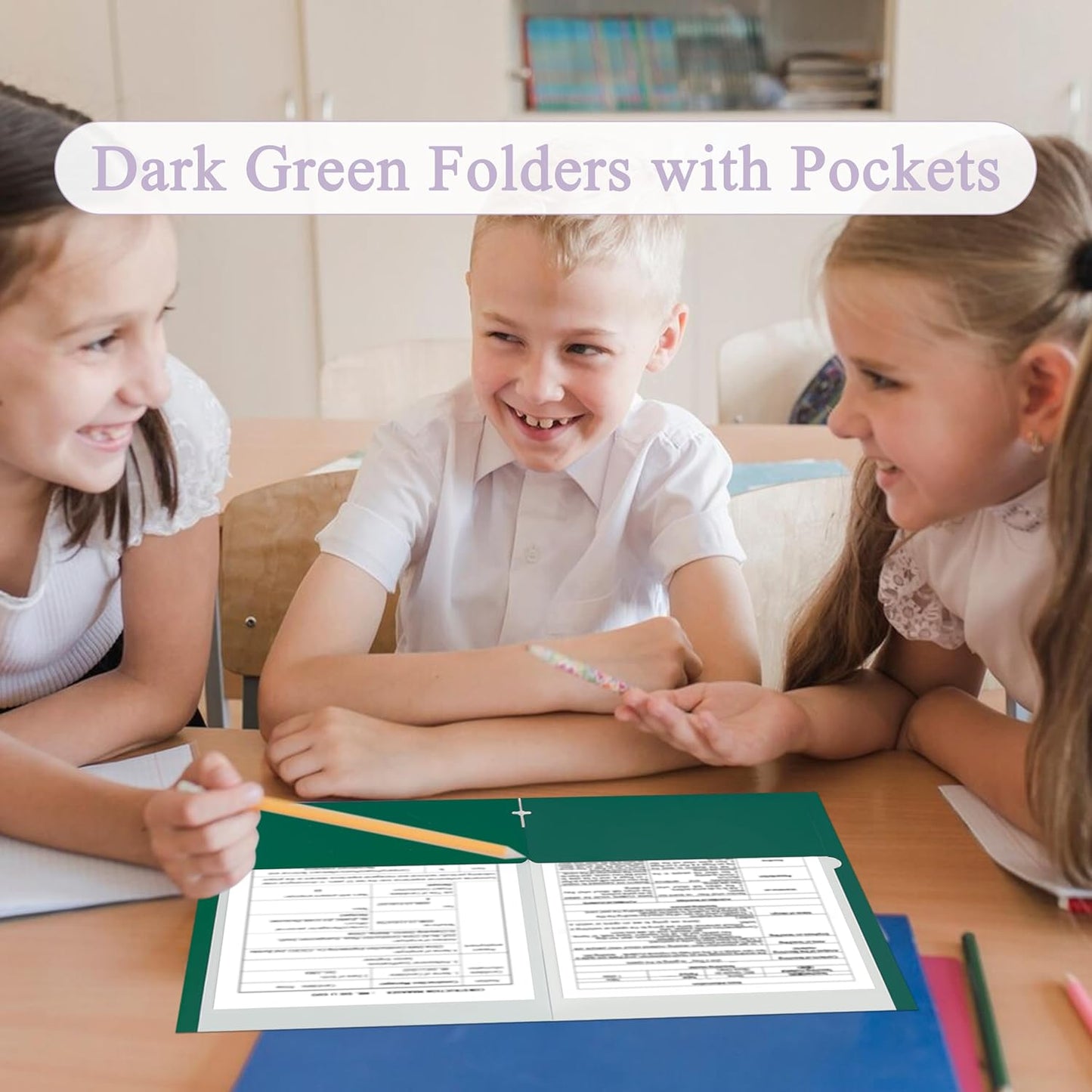 Zzrywuty File Folders with Pockets Letter Size, 50-Pack Paper Folders with Card Slot, Two Pocket Folders for School Students, Businessmen, Home and Office Workers(Dark Green)
