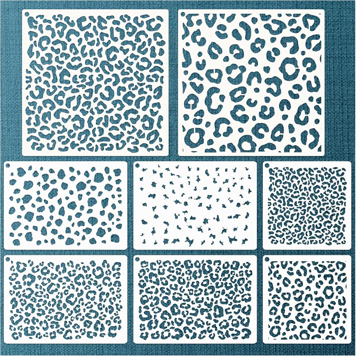 Large Reusable Leopard Print Stencils - 8 Leopard Designs for Painting, Wood Burning, DIY Art, Craft, Fabric, Shirt, Canvas, Furniture