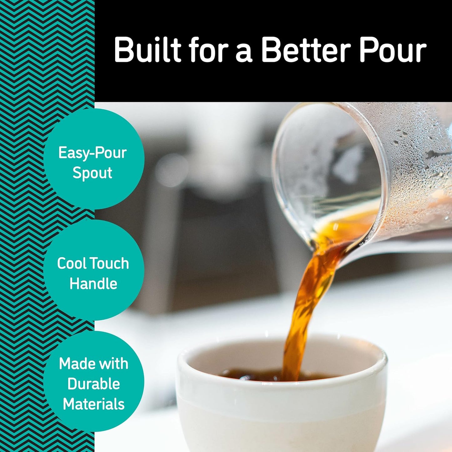 Coffee Gator Pour Over Coffee Maker - 14oz High Heat Borosilicate Glass with Reusable Stainless Steel Filter, Drip Coffee Brewer Pourover Dripper Set Carafe, 400ml Clear