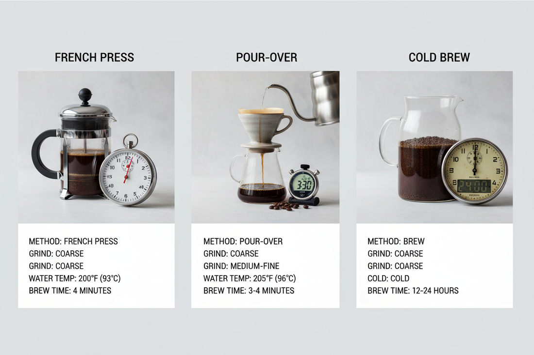 Brew Timing 101: How Long to Steep French Press, Pour Over, and Cold Brew