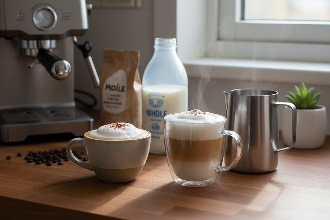 Easy café drinks made with milk frother including cappuccino and latte