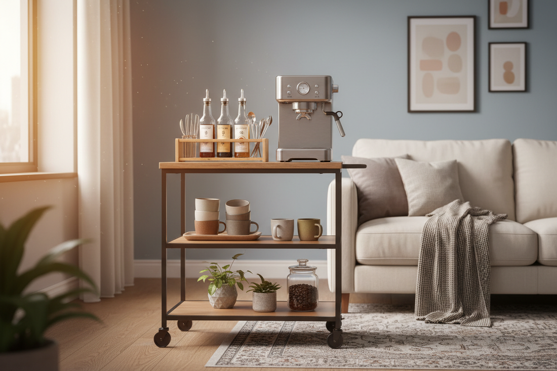 Tiny Apartment, Big Vibes: Styling a Rolling Cart as a Mobile Coffee Bar