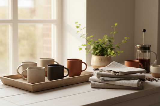 How to Style Mugs, Trays, and Towels for a Soft Café Look