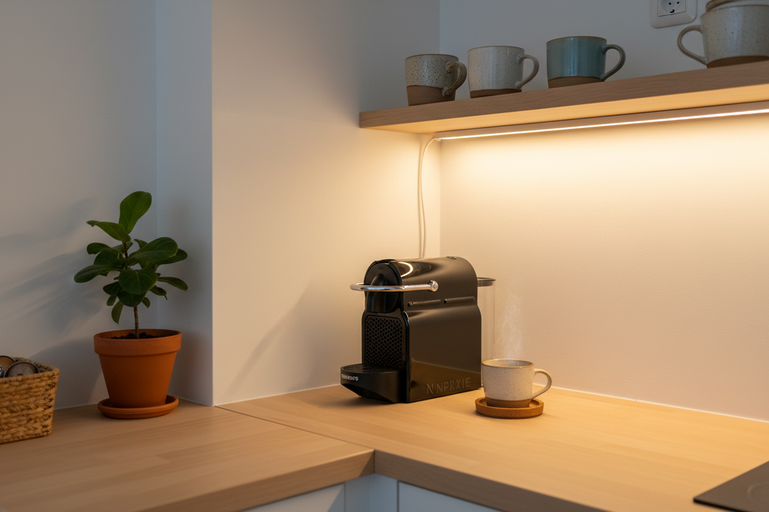 Building a Tiny Coffee Corner in a Small Apartment Kitchen