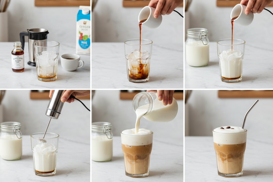 How to Make a Café-Style Vanilla Iced Latte With Just a Frother and a Jar