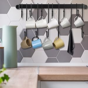AJART Coffee Cup Holder Wall-Mounted: Hanging Coffee Mug Wall Rack - 23 Inch Coffee Cup Rack Storage Organizer