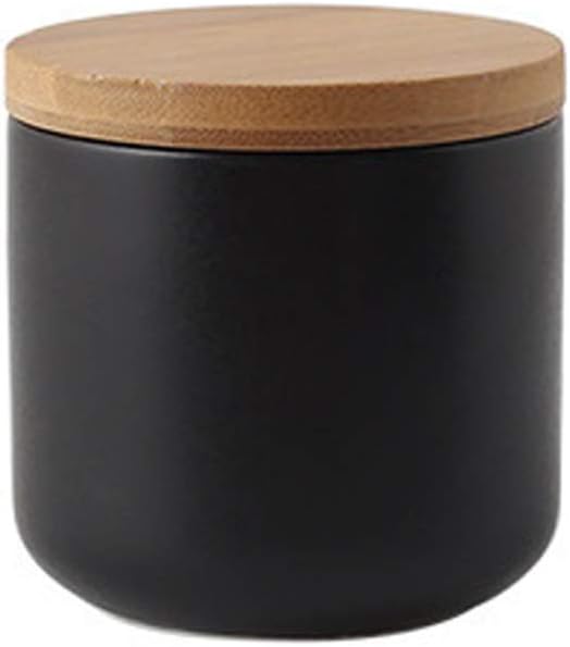 Food Storage Canister, Ceramic Kitchen Canisters with Airtight Seal Bamboo Lid, Food Storage Jar for Tea, Coffee Bean, Spice, Sugar 260ml/ 800ml/ 1000ml (260ml-8.2 x 8.3cm)