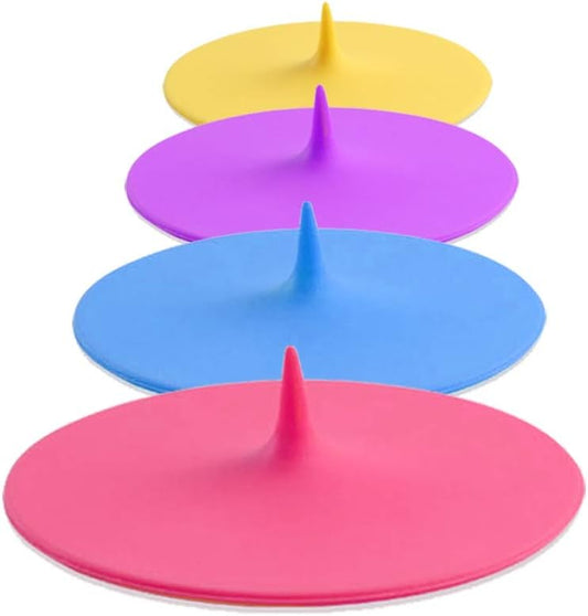 Silicone Cup Covers (Set of 4) ， Multicolored Silicone Lids for Mugs, Cups, Tea Pots,Flexible Mug Covers，Hot Cup Lids for Coffee & Tea