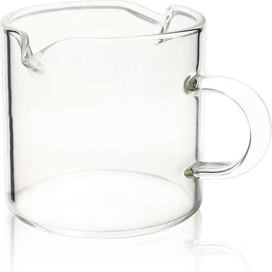 BCnmviku Shot Glasses Espresso Parts Double Spouts Milk Cup Clear Glass (Clear Glass-1Pack)