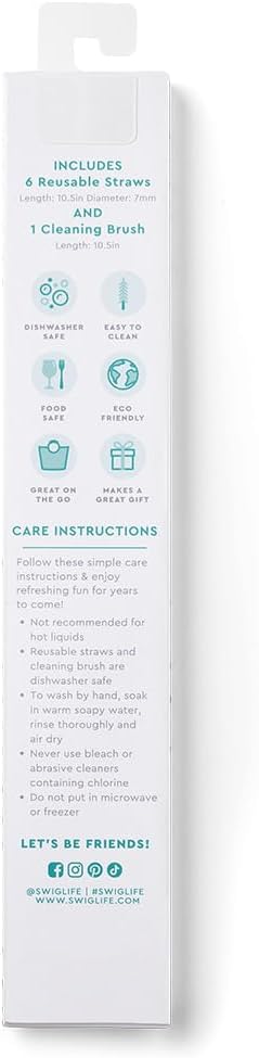 Swig Life Reusable Straws Bella Rosa + Navy Glitter Tall Straw Set & Cleaning Brush, Each Straw is 10.25 inch Long (Fits Swig Life 20oz Tumblers, 22oz, and 32oz Tumblers)