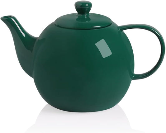 Sweejar Porcelain Teapot with Removable Stainless Steel Infuser,Microwave & Dishwasher Safe Tea Pots for Loose Tea,Tea Infuser Pots for Chrismas Women Gift (40oz Jade)