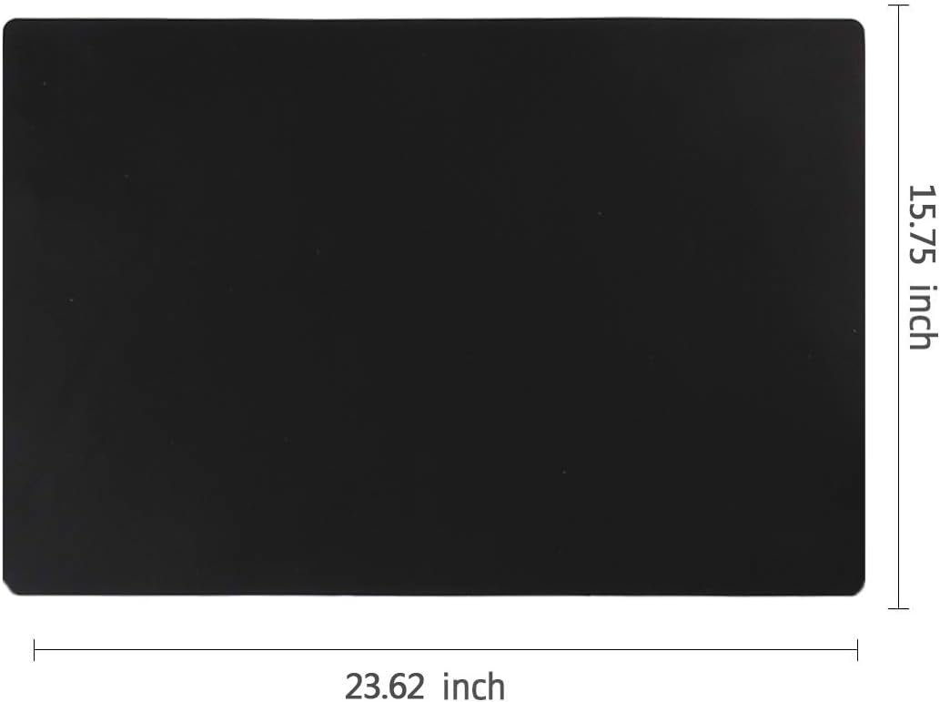 Extra Large Mulitpurpose Silicone Placemat,Countertop Protector, Kitchen Counter Mat, Table Mat, Heat Resistant, Washable, Non Slip ...… (Black -2PCS, 23.6X 15.8inch)
