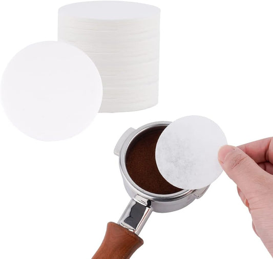 watchget 55mm Espresso Paper Filters - 100 Pcs Unbleached Coffee Filter Papers, Compatible with 58mm Bottom Portafilter Baskets and Espresso Machine Handles