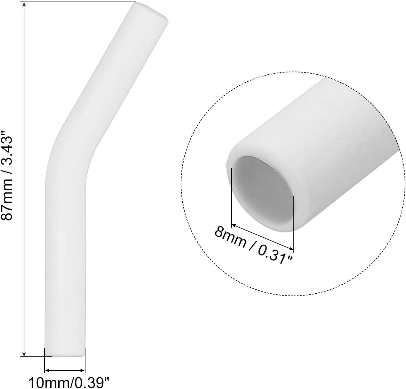 uxcell 12Pcs Silicone Straw Tips, Silicone Straw Elbows Tip, Soft Reusable Metal Straw Covers Fit for 8mm/0.31" OD Stainless Steel Straws, White
