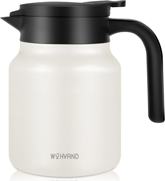 34Oz Thermal Coffee Carafes For Keeping Hot/Cold, Stainless Steel Coffee Carafe, Dustproof Insulated Water Carafe for Party/Home, Cream