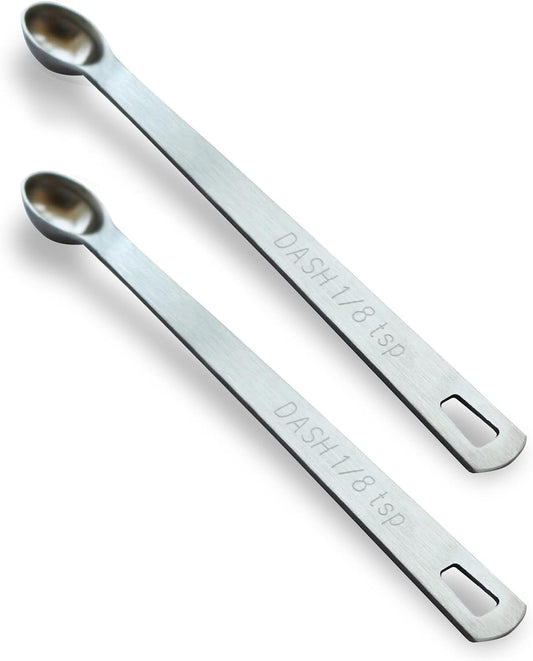 2PCS 1/8 Teaspoon(1/8tsp, 0.625 ml, Dash) Single Tiny Measuring Spoon, Small Individual Stainless Steel Measure Spoons Only
