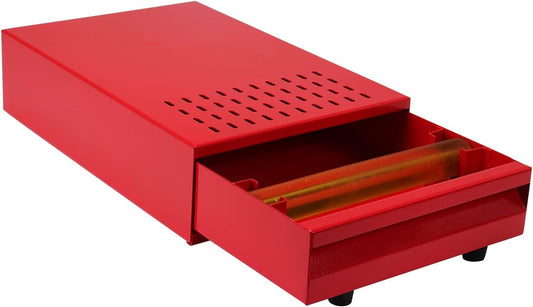 Large Size Espresso Coffee Knock Box Drawer, Stainless Steel Pull-Out Style Coffee Grounds Powder Container Bin for Cafes Restaurant Home Bar, 14.96 x 10.03 x 3.93 inch (Red)