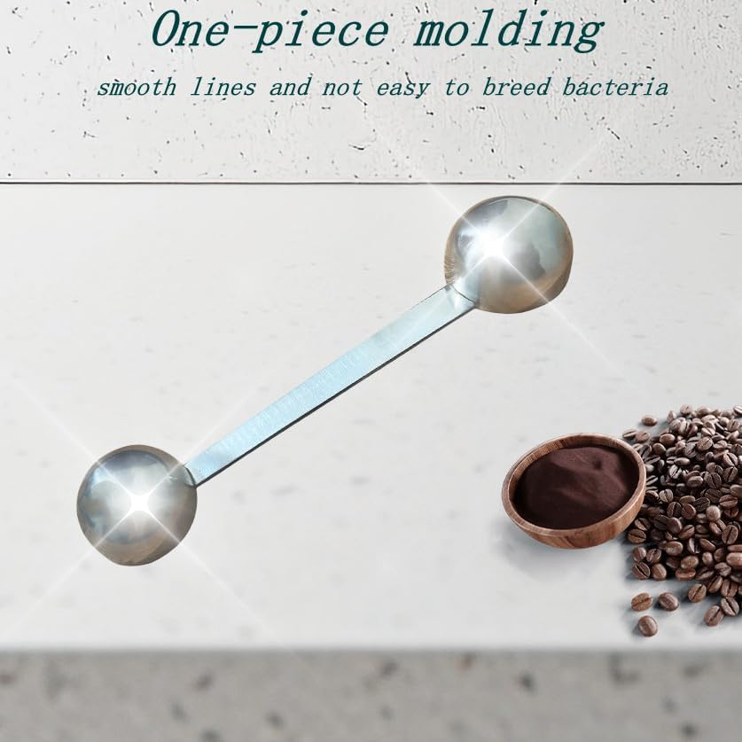 CoaGu Stainless Steel Coffee Scoop Set: Two-Piece Long Handle 1 Tbsp & 2 Tbsp Scoops for Effortless Serving from Large Coffee Bags and Baking Ingredients