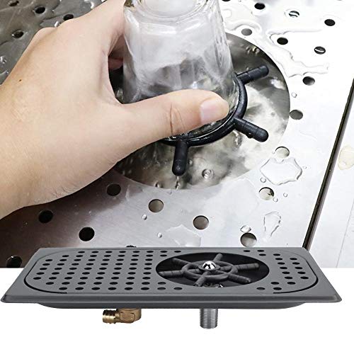 YWBL-WH Pitcher Rinser Stainless Steel Cup Washer Glass Rinser with Side Sprays, Drain and Drip Tray for Bar Coffee Shop (325x175x65MM)