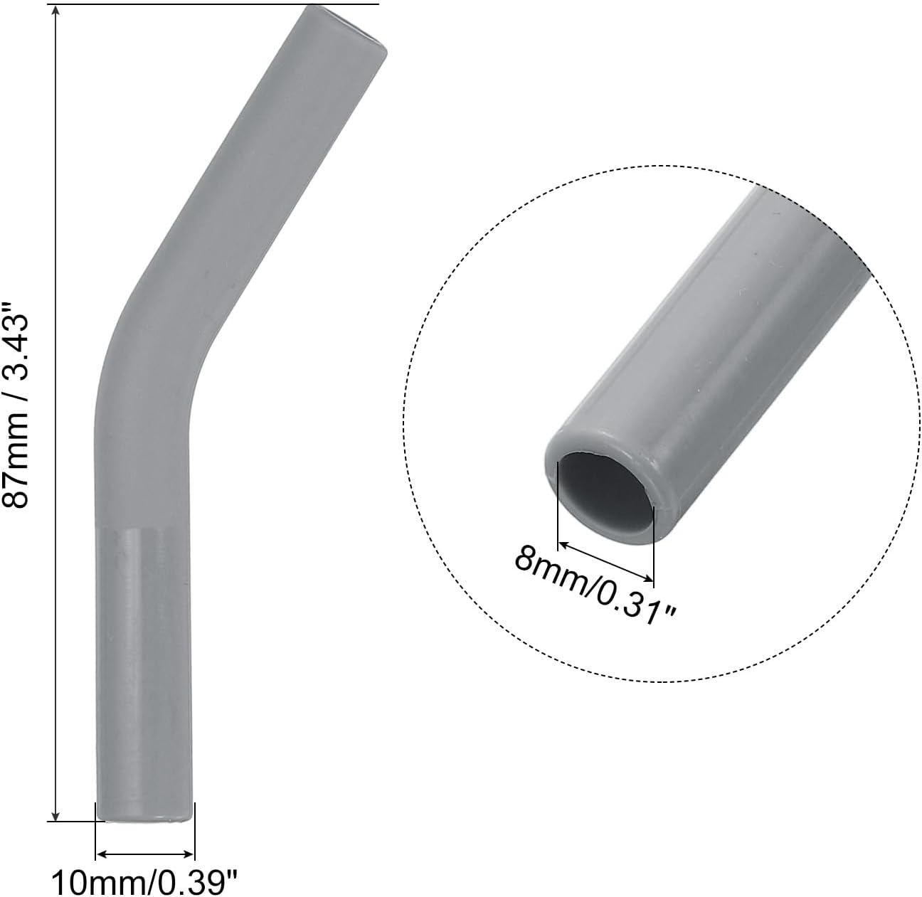 uxcell 12Pcs Silicone Straw Tips, Silicone Straw Elbows Tip, Soft Reusable Metal Straw Covers Fit for 8mm/0.31" OD Stainless Steel Straws, Grey